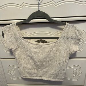 Hollister Cream/White Lace Crop Top